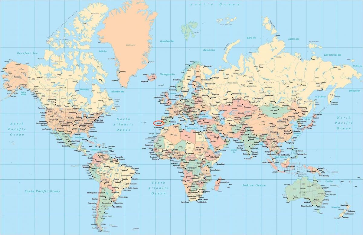 里斯本在世界地图上的位置