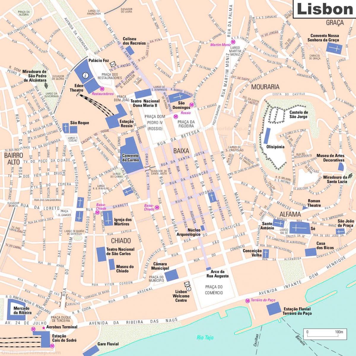 里斯本市中心地图
